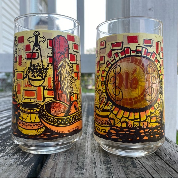 Set of 2 Vintage Olè Southwestern Juice Glasses - Picture 1 of 6